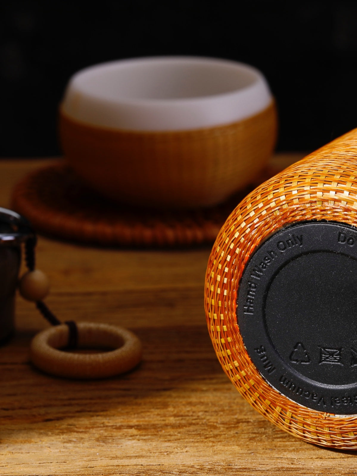 Bamboo Pavilion Handmade Bamboo Thermos Mug & Woven Teacup Set - Annabellen