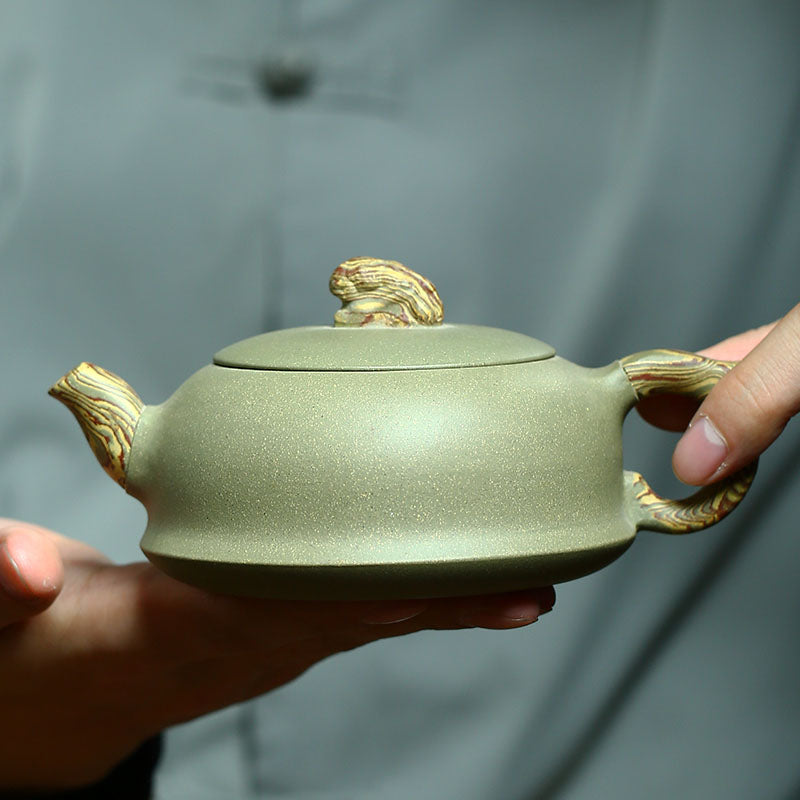 Genuine Yixing Purple Sand Handmade Teapot - High-Quality Bean Green Sand Health Pot