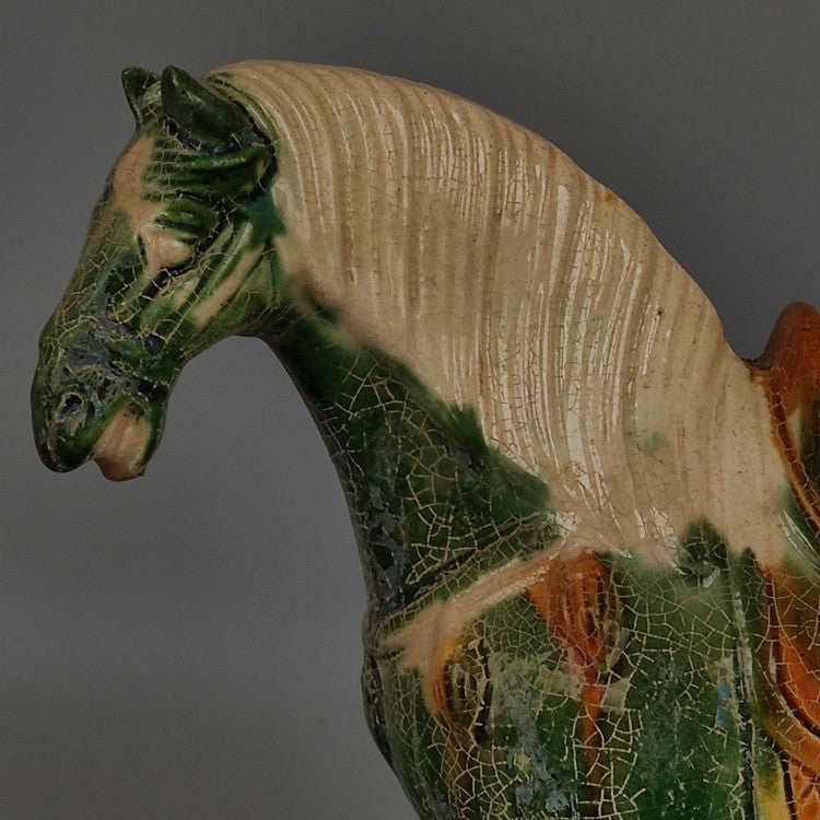 Tang Sancai green glazed war horse imitation museum unearthed ancient porcelain antiques and antiques immediately make a fortune ornaments