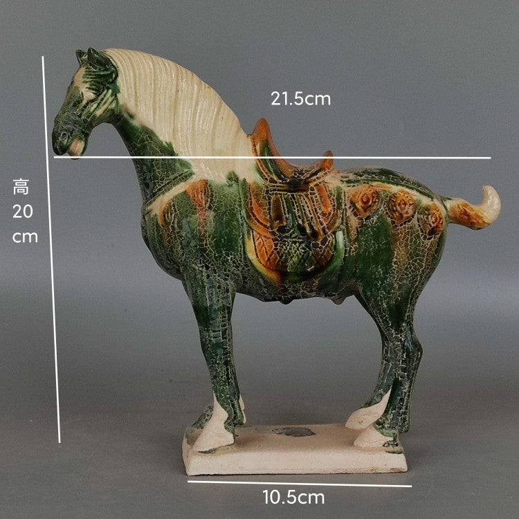 Tang Sancai green glazed war horse imitation museum unearthed ancient porcelain antiques and antiques immediately make a fortune ornaments