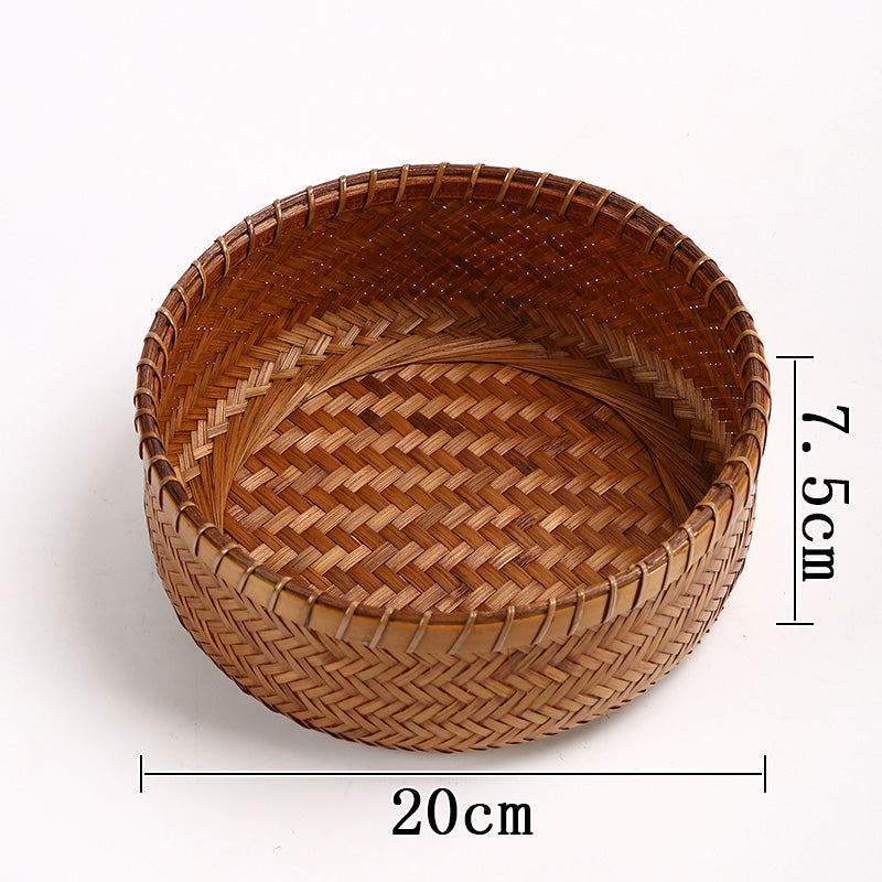 Vintage Handmade Bamboo Fruit Basket – Chinese Style Snack & Dried Fruit Plate