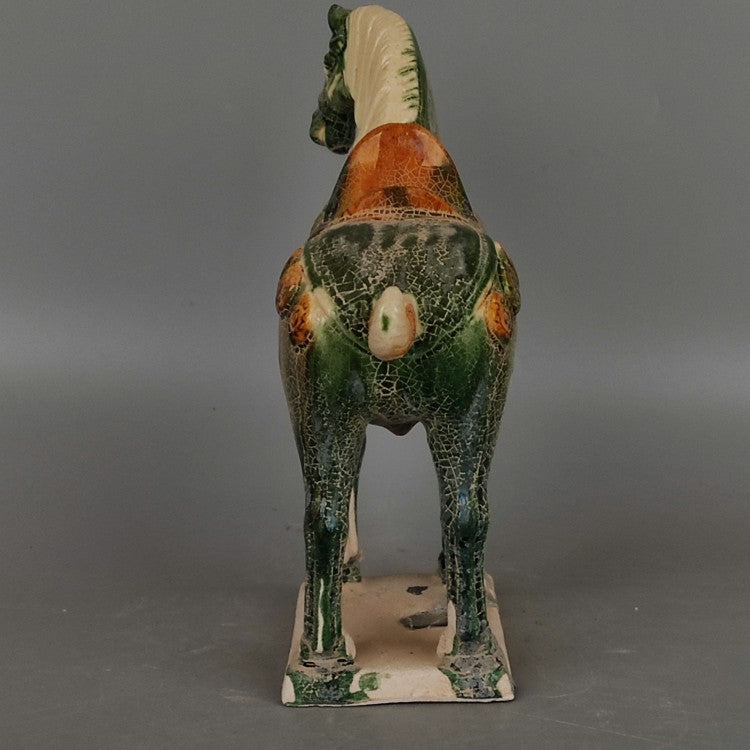 Tang Sancai green glazed war horse imitation museum unearthed ancient porcelain antiques and antiques immediately make a fortune ornaments