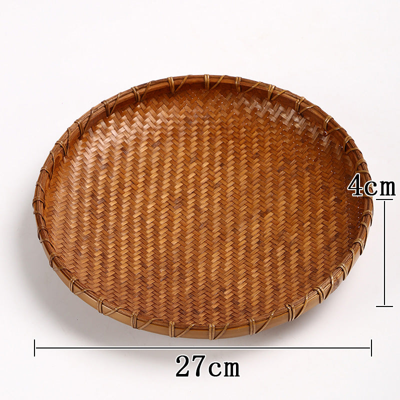 Vintage Handmade Bamboo Fruit Basket – Chinese Style Snack & Dried Fruit Plate