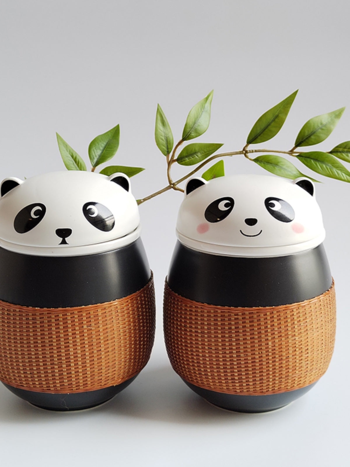 Bamboo Silk Buckle Porcelain Tea Set – Panda Kuaike Cup, Handmade Sichuan Business Gift