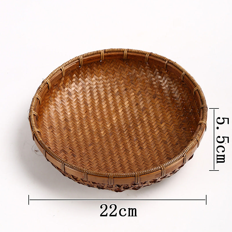 Vintage Handmade Bamboo Fruit Basket – Chinese Style Snack & Dried Fruit Plate