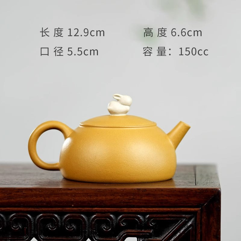 [Two strokes] purple clay pot household Xu Yaowen handmade teapot, tea set raw ore gold section jade rabbit 150cc