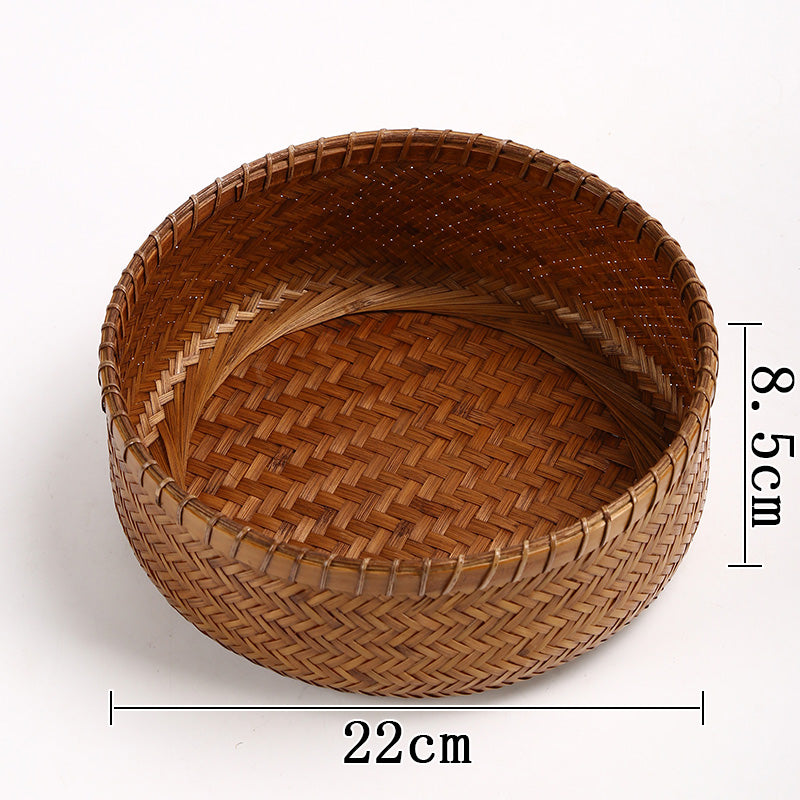 Vintage Handmade Bamboo Fruit Basket – Chinese Style Snack & Dried Fruit Plate