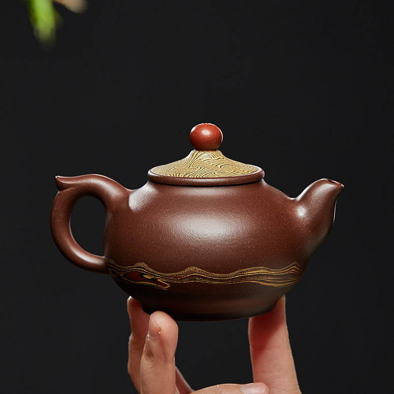 Zun pot, Yixing jade bucket hat, purple clay kettle, pure handmade raw ore twisted mud teapot, famous authentic and authentic household tea set