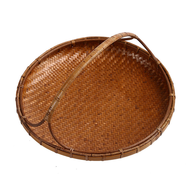 Vintage Handmade Bamboo Fruit Basket – Chinese Style Snack & Dried Fruit Plate