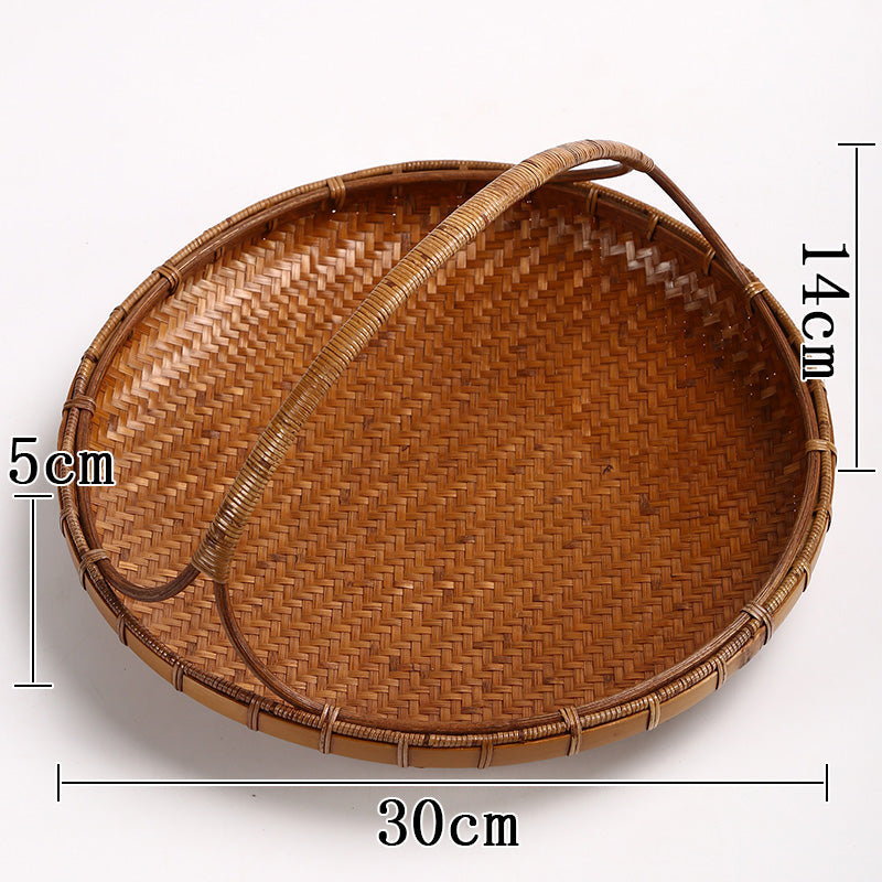 Vintage Handmade Bamboo Fruit Basket – Chinese Style Snack & Dried Fruit Plate