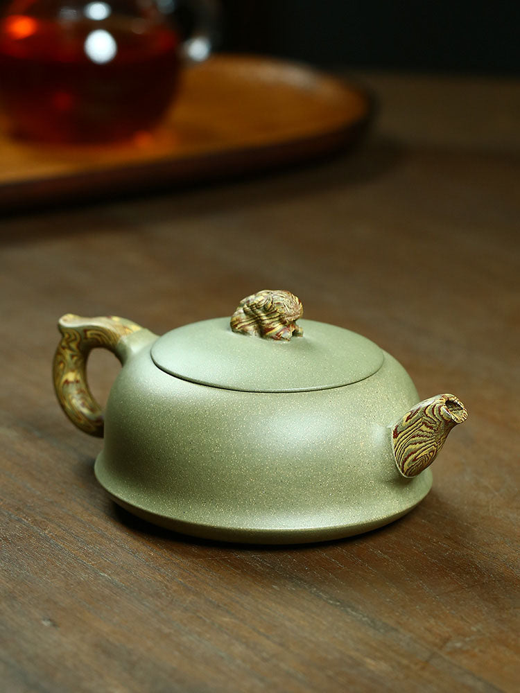 Genuine Yixing Purple Sand Handmade Teapot - High-Quality Bean Green Sand Health Pot