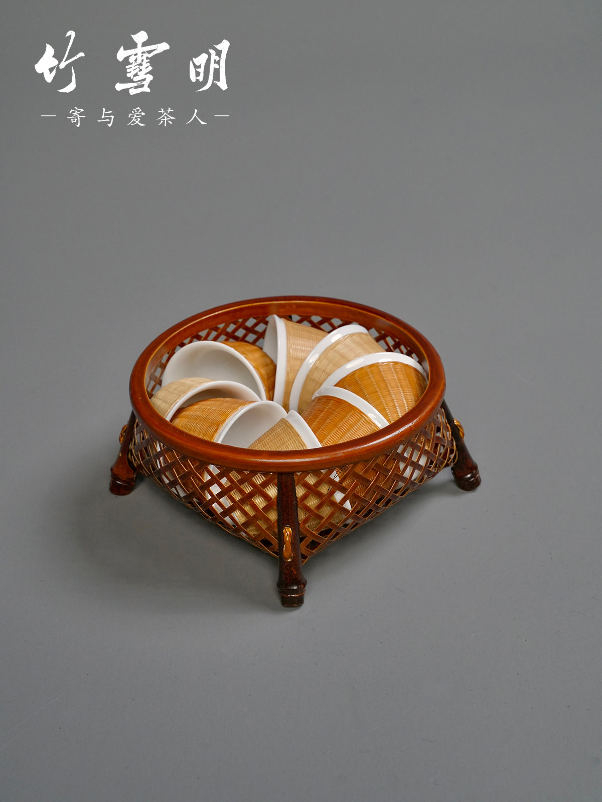 Handmade Bamboo Teacup Basket – Chinese Retro Fruit & Snack Storage Box