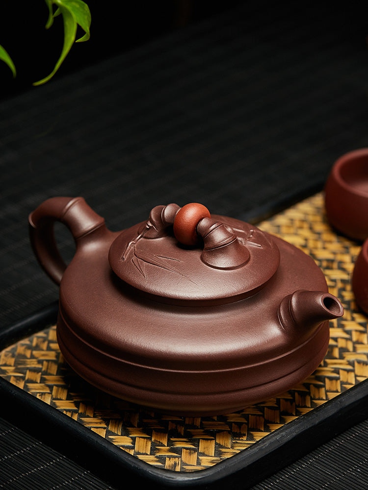 Yixing pure handmade purple clay pot famous authentic giant wheel beads to run the Zhoupan teapot single pot kung fu tea set