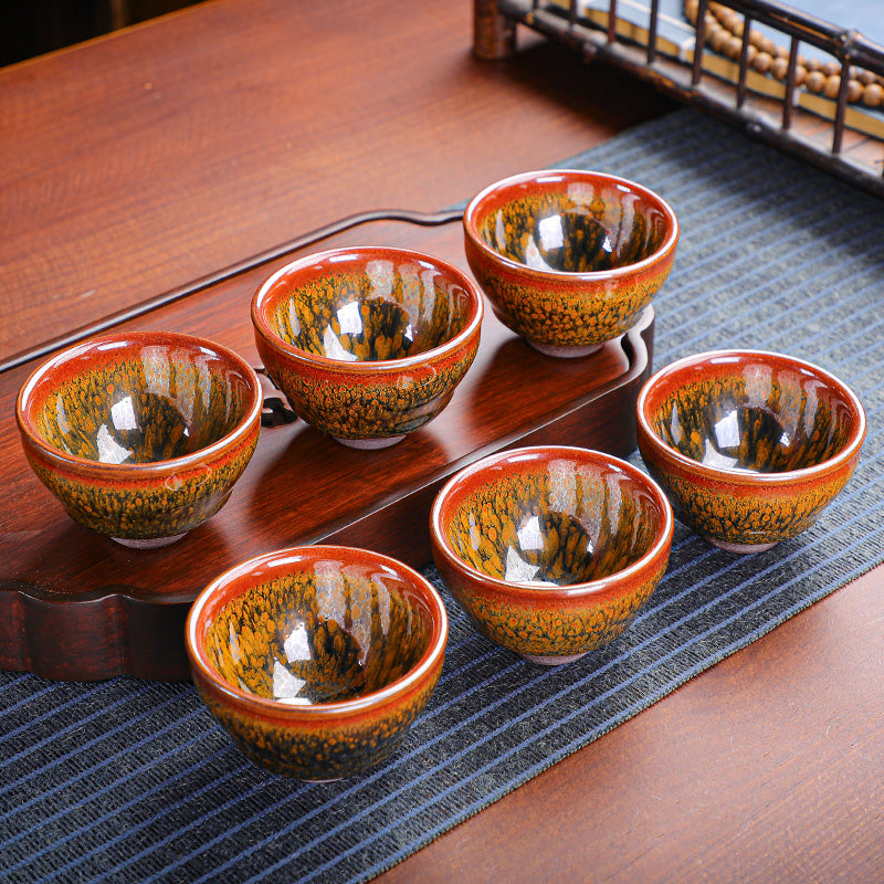 Langong Kiln Six Famous Cups – Small Jianzhan Teacup Set in Gift Box