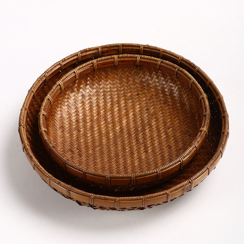 Vintage Handmade Bamboo Fruit Basket – Chinese Style Snack & Dried Fruit Plate