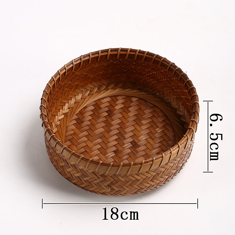 Vintage Handmade Bamboo Fruit Basket – Chinese Style Snack & Dried Fruit Plate