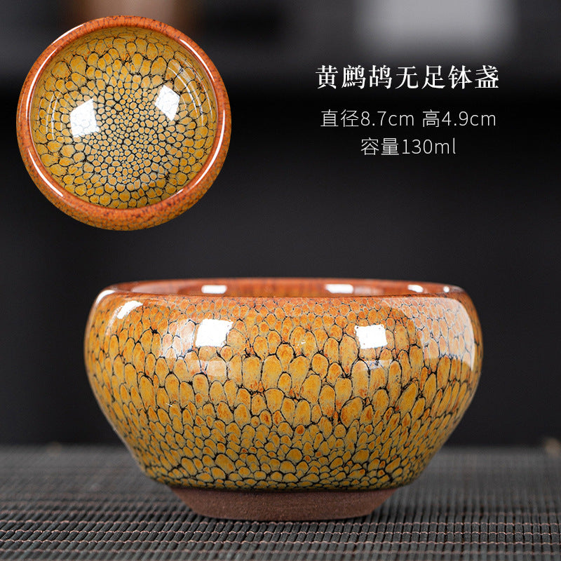 Jianyang Jianzhan Iron Tire Large Master Cup – Partridge Spotted Yellow & Green