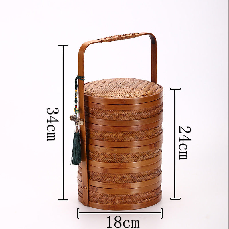 Handmade Retro Bamboo Basket – Chinese Style Storage & Gift Box