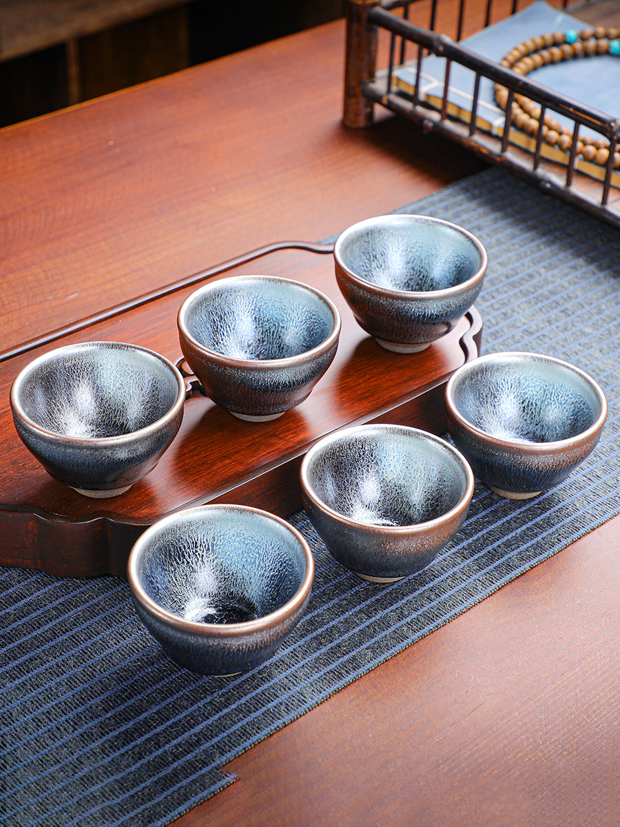 Langong Kiln Six Famous Cups – Small Jianzhan Teacup Set in Gift Box