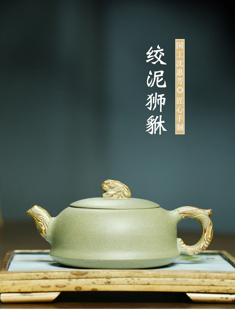 Genuine Yixing Purple Sand Handmade Teapot - High-Quality Bean Green Sand Health Pot