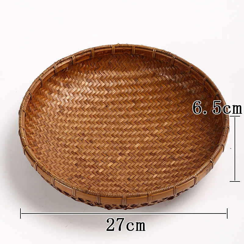 Vintage Handmade Bamboo Fruit Basket – Chinese Style Snack & Dried Fruit Plate