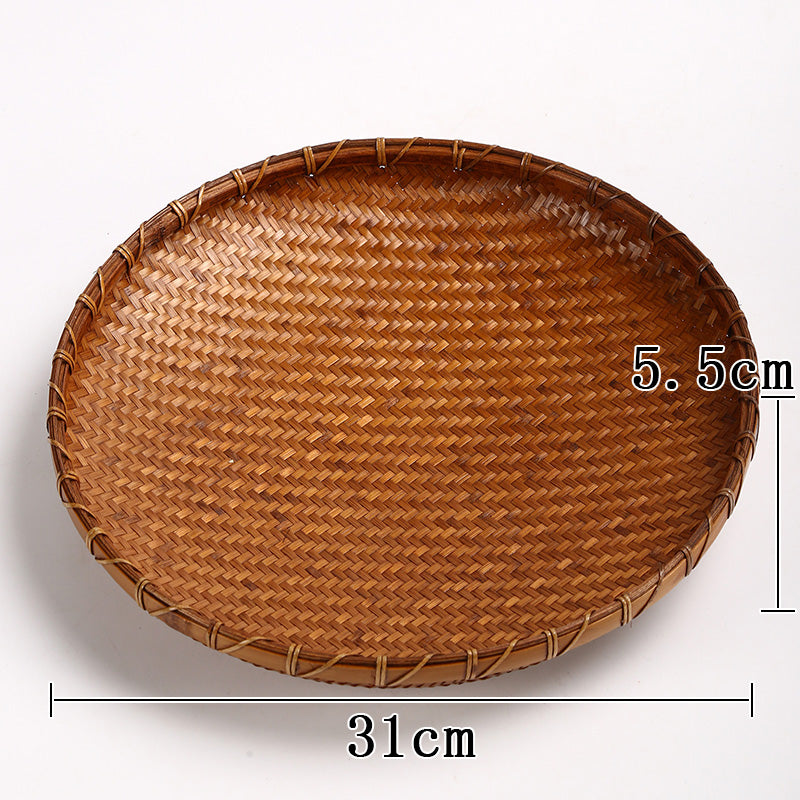 Vintage Handmade Bamboo Fruit Basket – Chinese Style Snack & Dried Fruit Plate