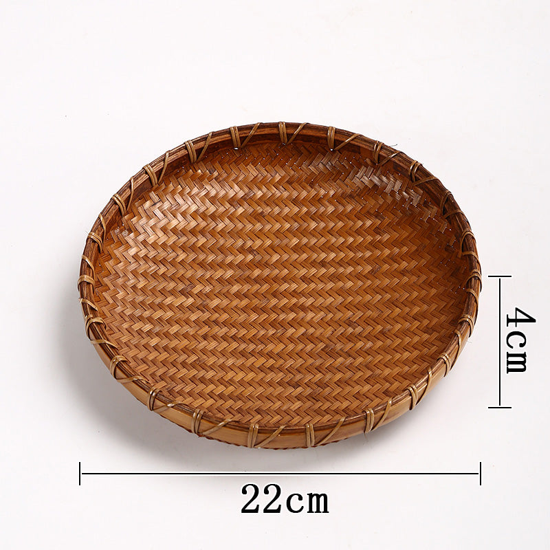 Vintage Handmade Bamboo Fruit Basket – Chinese Style Snack & Dried Fruit Plate