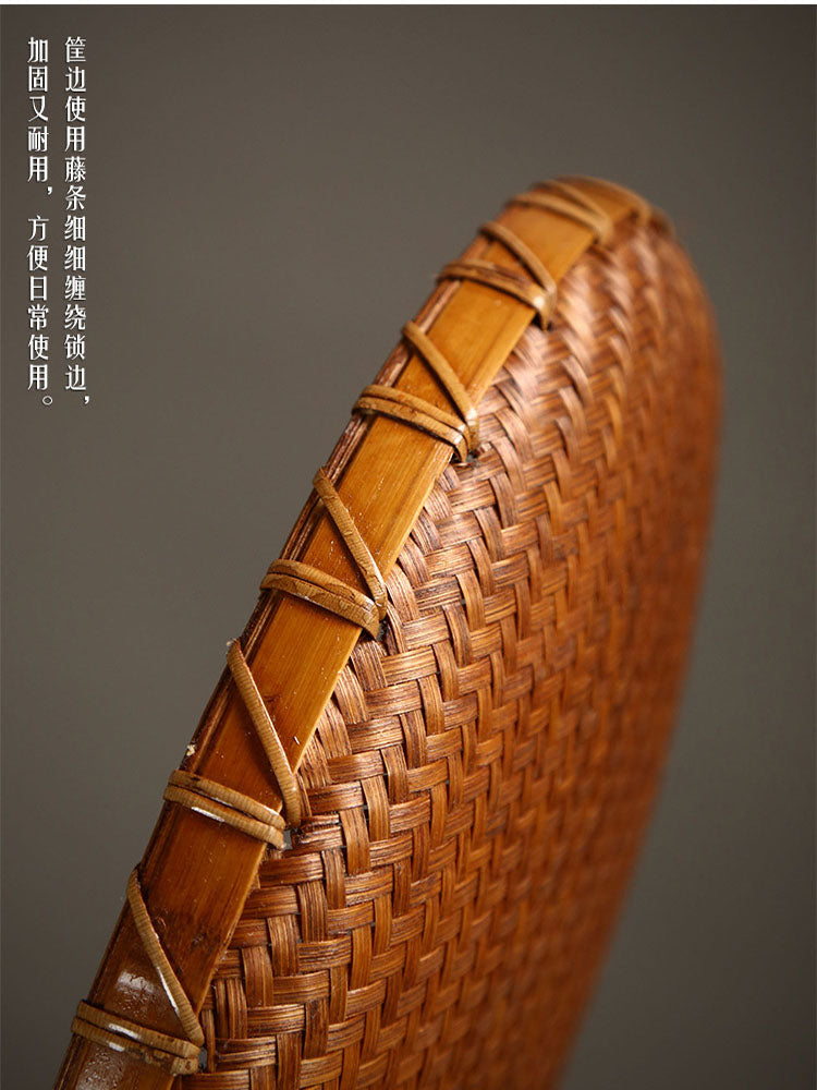 Bamboo Fruit Plate & Storage Basket: Handwoven Tea Dustpan & Refreshment Plate