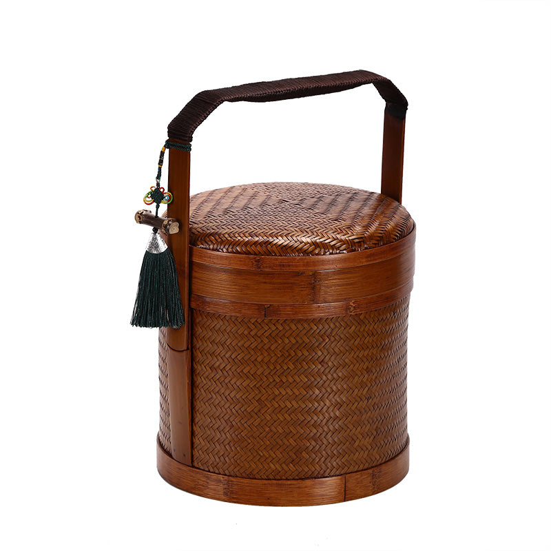 Handmade Retro Bamboo Basket – Chinese Style Storage & Gift Box