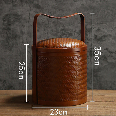 Handmade Retro Bamboo Basket – Chinese Style Storage & Gift Box