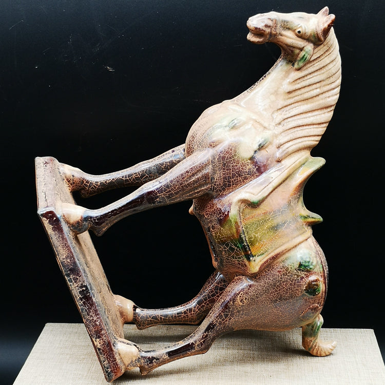 Tang Sancai war horse imitation unearthed cultural relics, antiques, antiques, old objects, home furnishings, fortune ornaments, immediately fortune ornaments