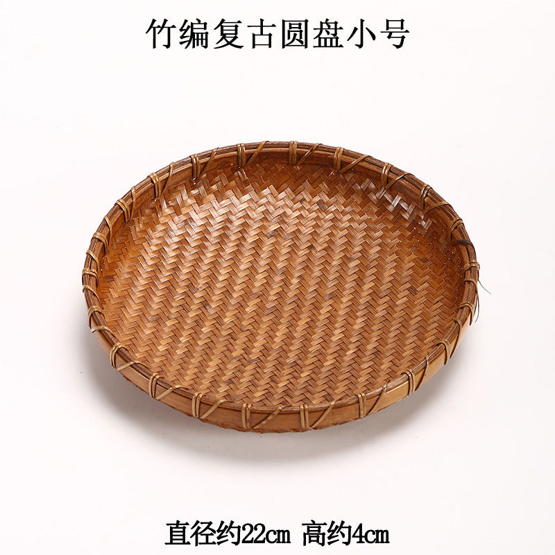 Bamboo Fruit Plate & Storage Basket: Handwoven Tea Dustpan & Refreshment Plate