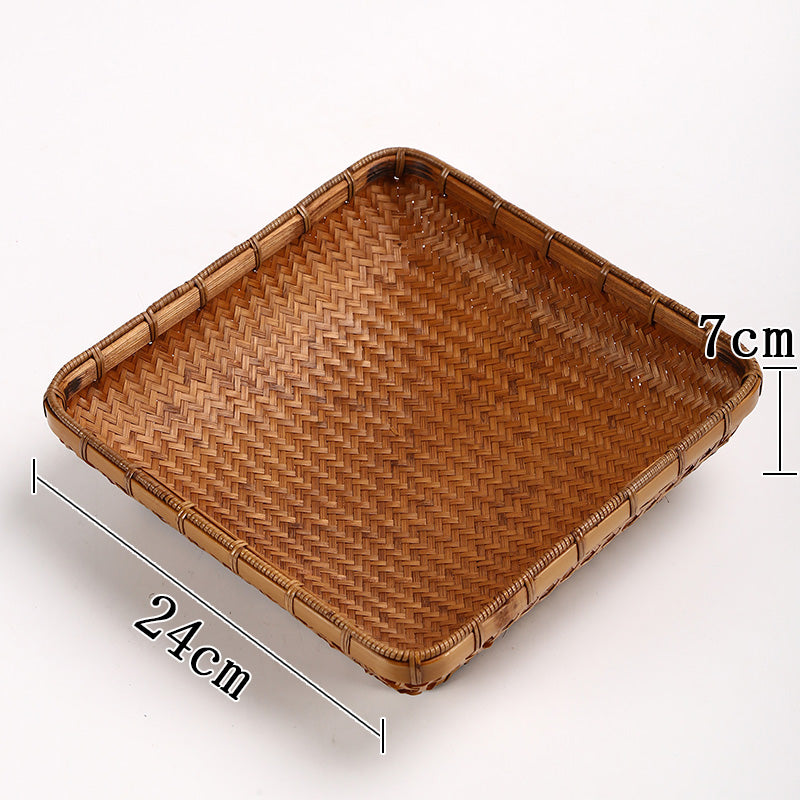 Vintage Handmade Bamboo Fruit Basket – Chinese Style Snack & Dried Fruit Plate