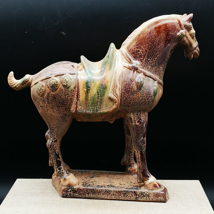 Tang Sancai war horse imitation unearthed cultural relics, antiques, antiques, old objects, home furnishings, fortune ornaments, immediately fortune ornaments