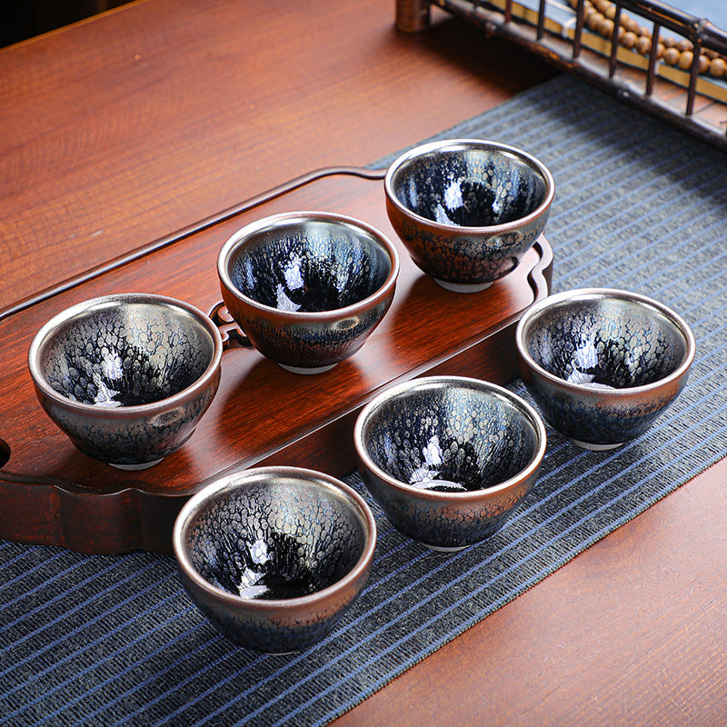 Langong Kiln Six Famous Cups – Small Jianzhan Teacup Set in Gift Box