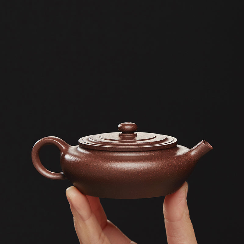 Zun pot, Yixing purple clay pot, pure handmade sketch teapot, famous authentic bottom groove, clear void flat belly, single pot tea set