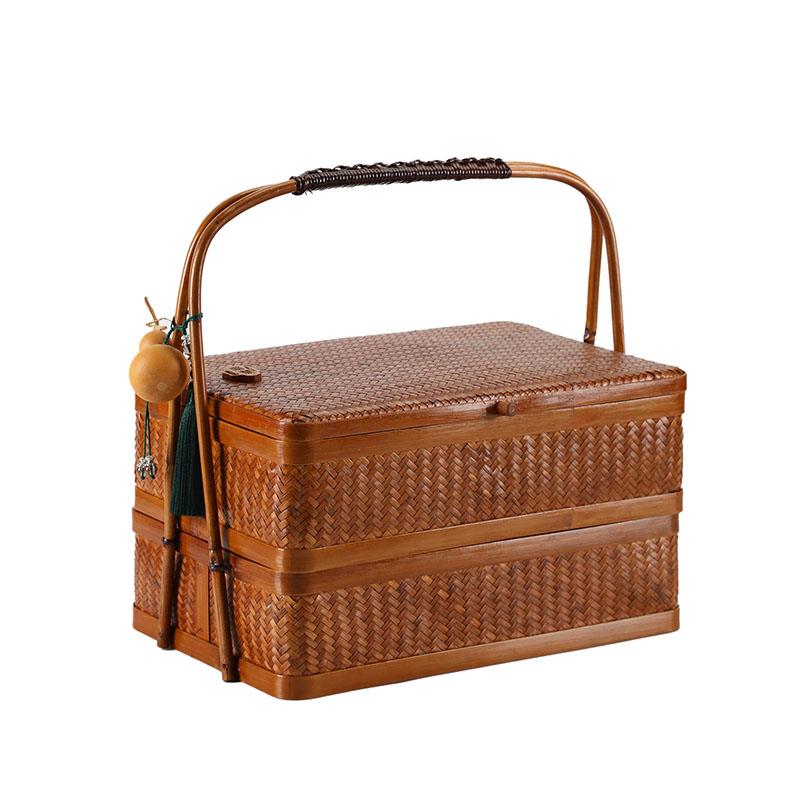 Handmade Bamboo Weaving Basket: Retro Food Box, Mooncake Gift & Tea Set Storage