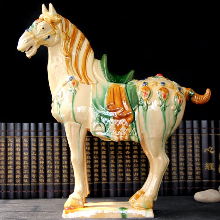 Tang Sancai Ceramic Horse Ornament - National Gift & Malaysia Craft for Living Room