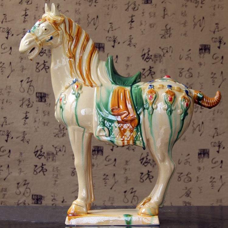 Tang Sancai Malaysian Ceramic Horse Ornament - National Gift & Home Decoration