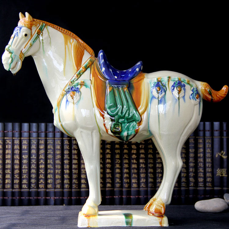 Tang Sancai Ceramic Horse Ornament - National Gift & Malaysia Craft for Living Room