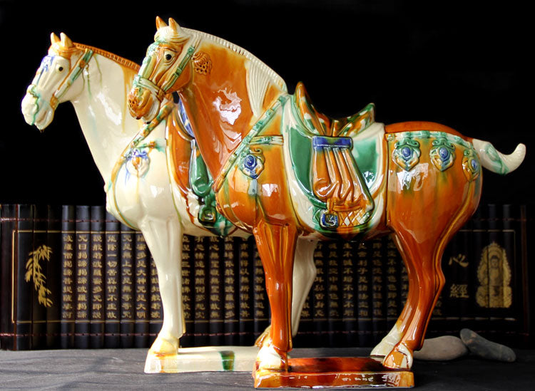 Tang Sancai Ceramic Horse Ornament - National Gift & Malaysia Craft for Living Room