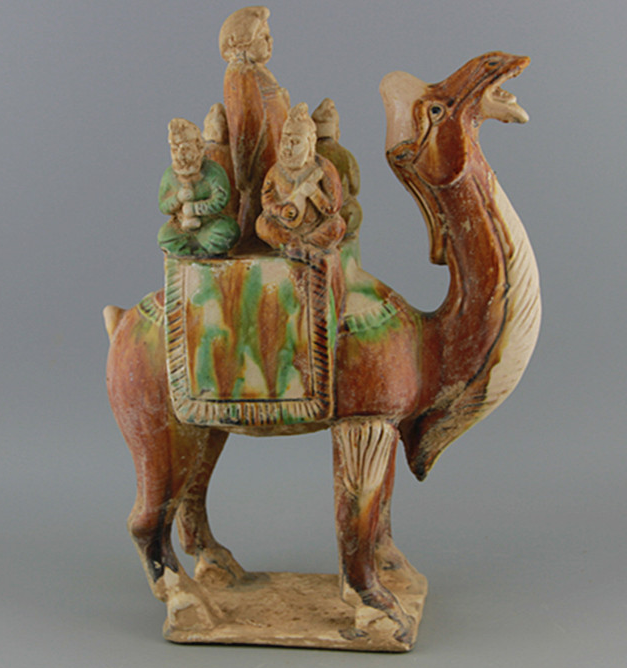 Tang Sancai camel, Zaile five-person camel musical figurines, Hu figurines, teaching equipment, antique collections