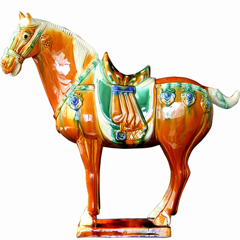 Tang Sancai Ceramic Horse Ornament - National Gift & Malaysia Craft for Living Room