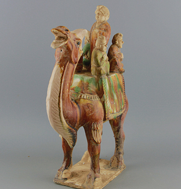 Tang Sancai camel, Zaile five-person camel musical figurines, Hu figurines, teaching equipment, antique collections