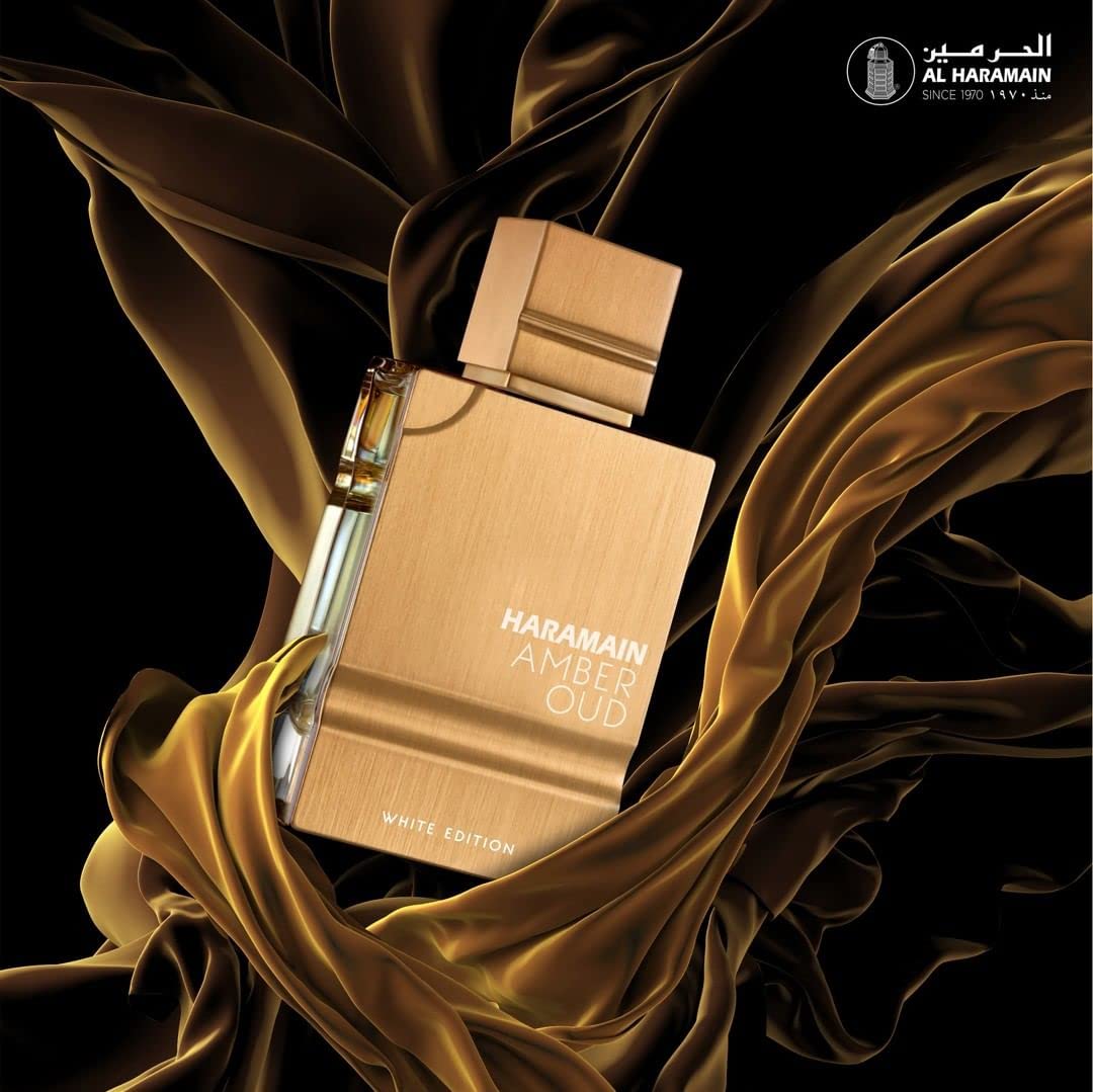 Al Haramain Amber Oud White Edition for Unisex - Arabian Perfume for Women & Men - Long Lasting Fragrance with Notes of Bergamot, Jasmine, Patchouli, Musk, Vanilla - Arabic Eau de Parfum Spray - 2 oz - Annabellen