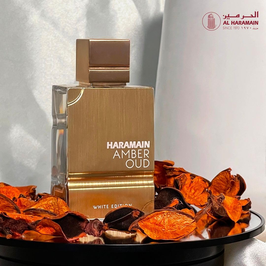 Al Haramain Amber Oud White Edition for Unisex - Arabian Perfume for Women & Men - Long Lasting Fragrance with Notes of Bergamot, Jasmine, Patchouli, Musk, Vanilla - Arabic Eau de Parfum Spray - 2 oz - Annabellen